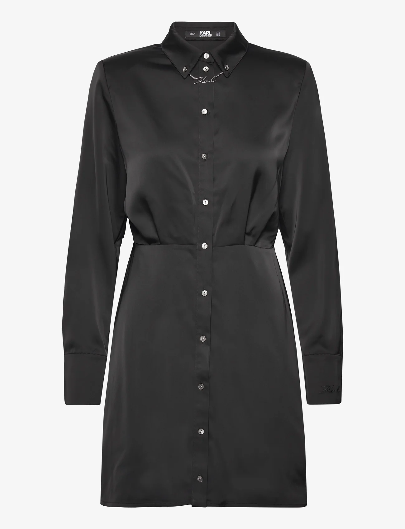 Karl Lagerfeld - karl charm satin shirt dress - skjortklänningar - black - 0