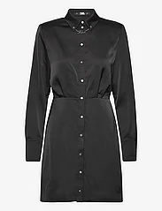 Karl Lagerfeld - karl charm satin shirt dress - skjortklänningar - black - 0