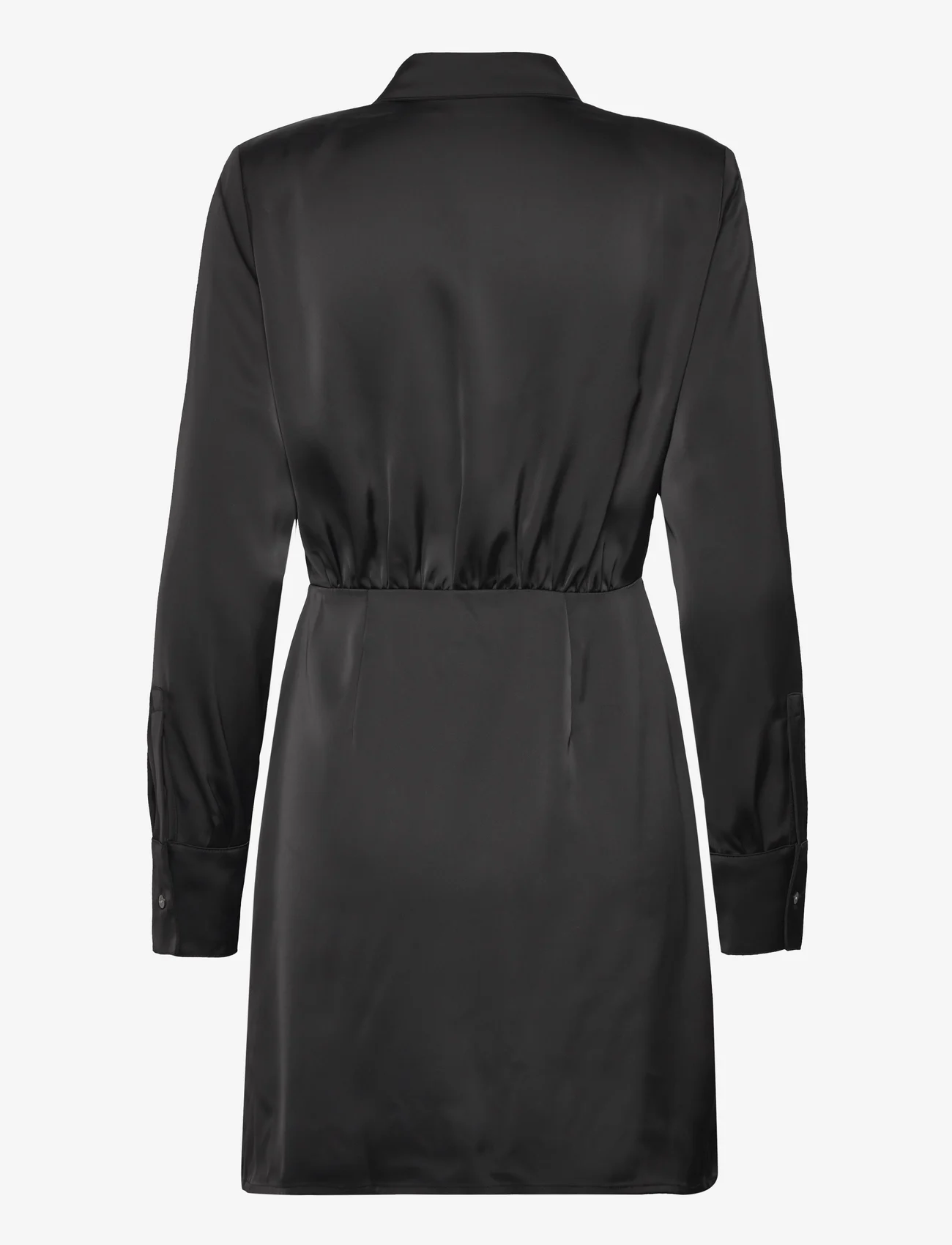 Karl Lagerfeld - karl charm satin shirt dress - skjortekjoler - black - 1