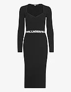 lslv logo knit dress - BLACK