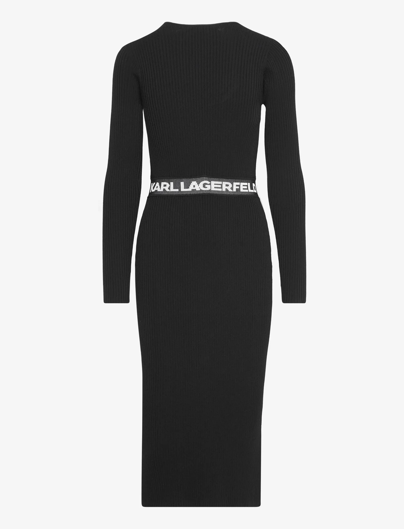 Karl Lagerfeld - lslv logo knit dress - midikjoler - black - 1