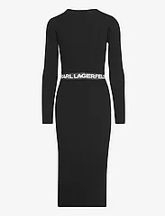 Karl Lagerfeld - lslv logo knit dress - midi garuma kleitas - black - 1