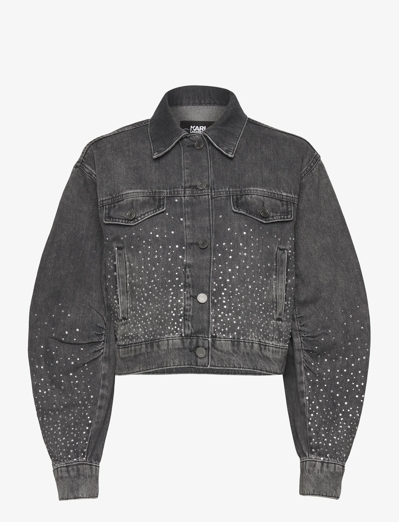 Karl Lagerfeld - sparkle denim jacket - vårjakker - mid grey - 0