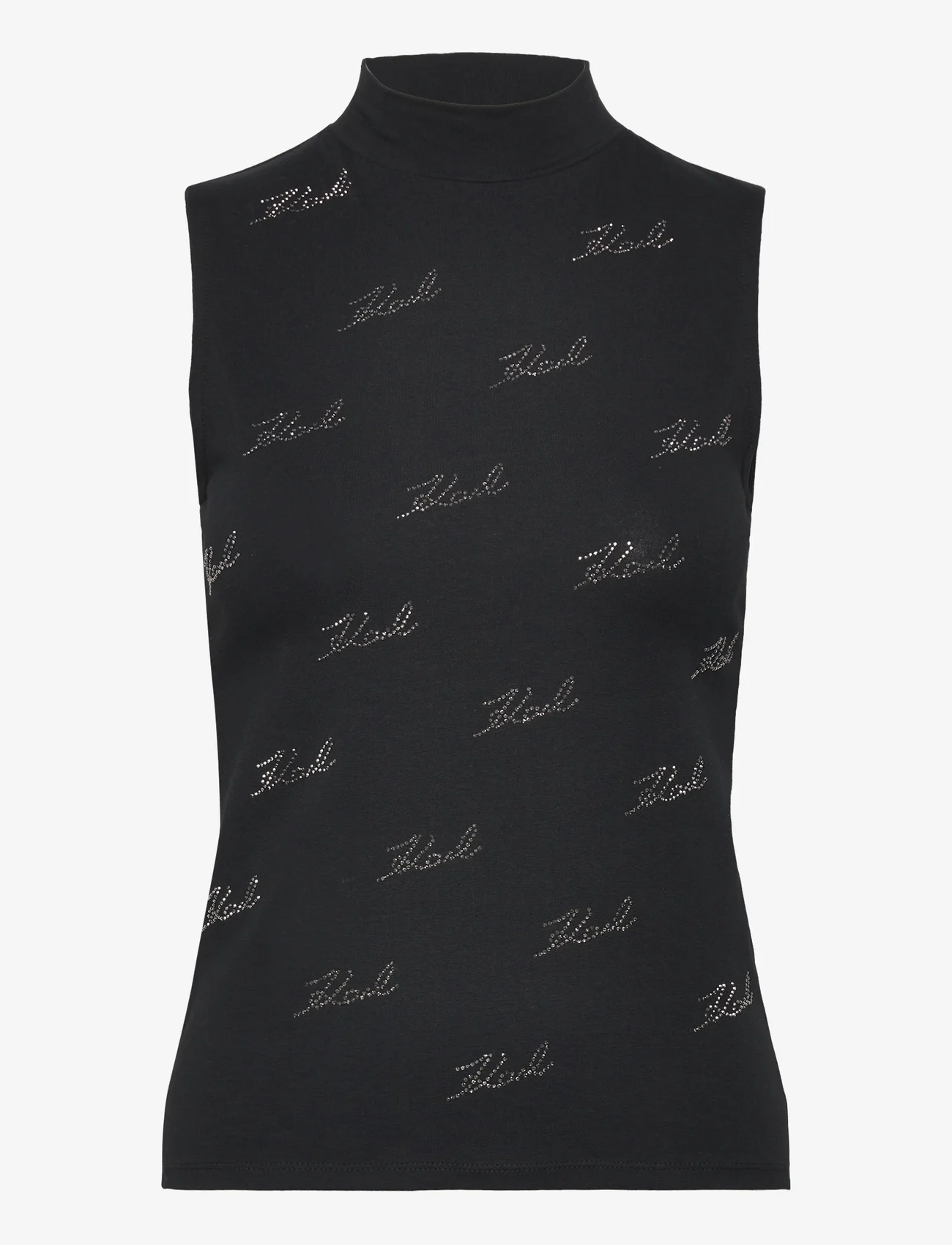 Karl Lagerfeld - sleevless rhinestone top - topi bez piedurknēm - black - 0