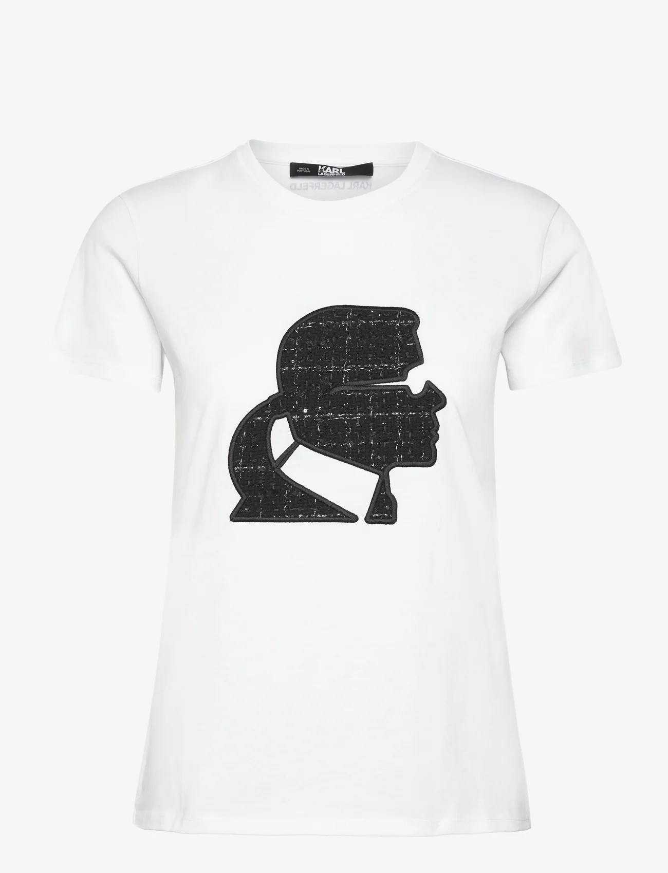 Karl Lagerfeld - boucle profile t-shirt - marškinėliai - white - 0
