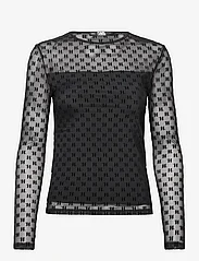 Karl Lagerfeld - kl mesh lslv top - langærmede bluser - black - 0