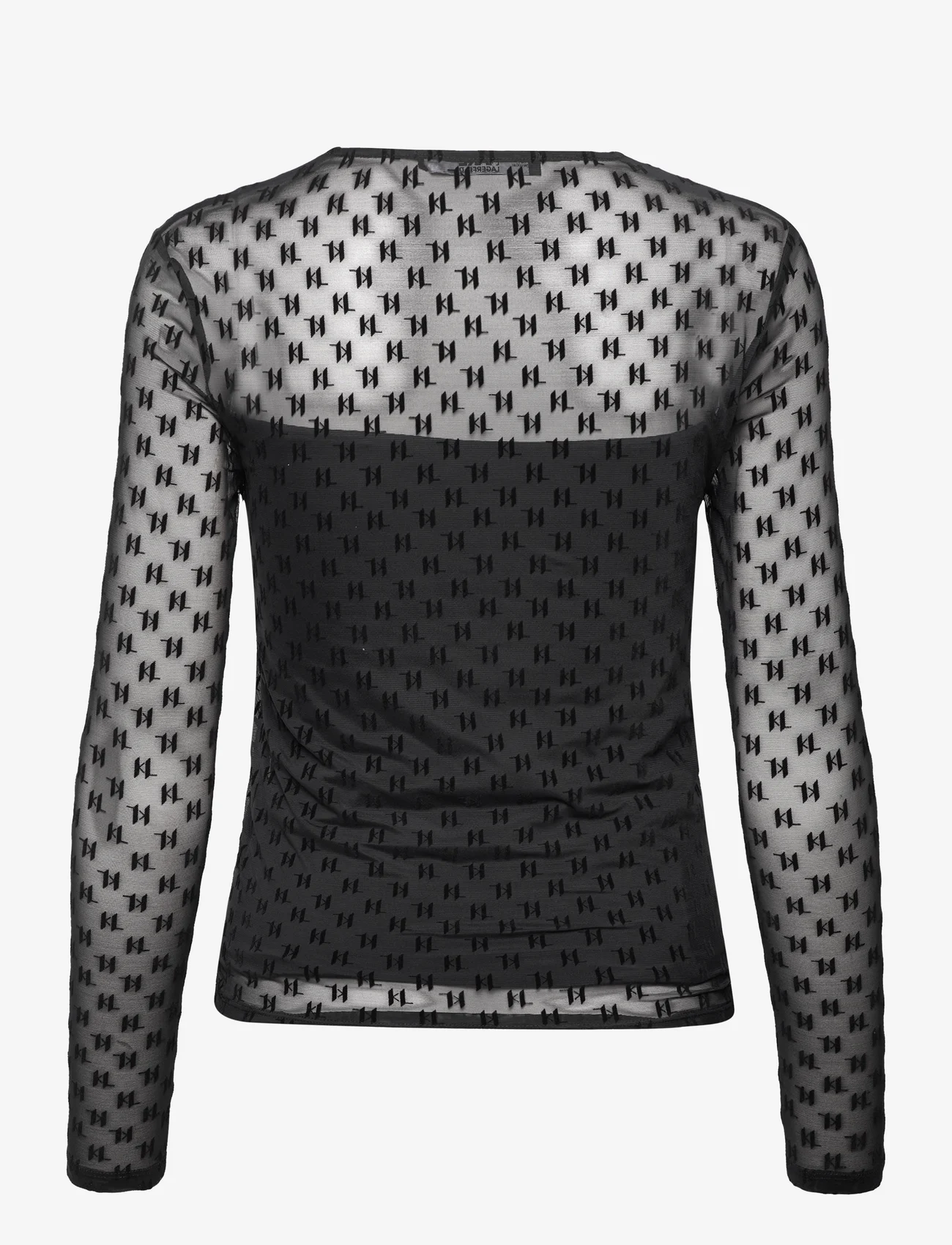 Karl Lagerfeld - kl mesh lslv top - long-sleeved blouses - black - 1