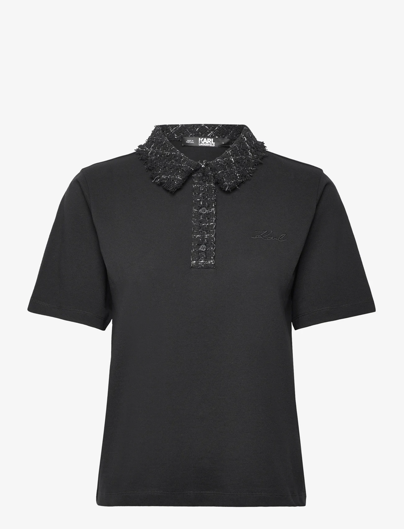 Karl Lagerfeld - boucle polo t-shirt - polo marškinėliai - black - 0