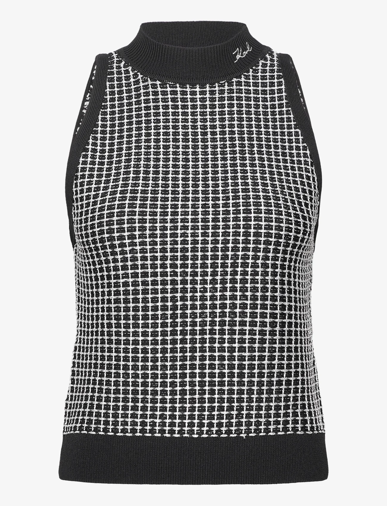 Karl Lagerfeld - sleeveless boucle knit top - strikkevester - black/silver - 0