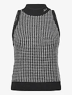 sleeveless boucle knit top - BLACK/SILVER