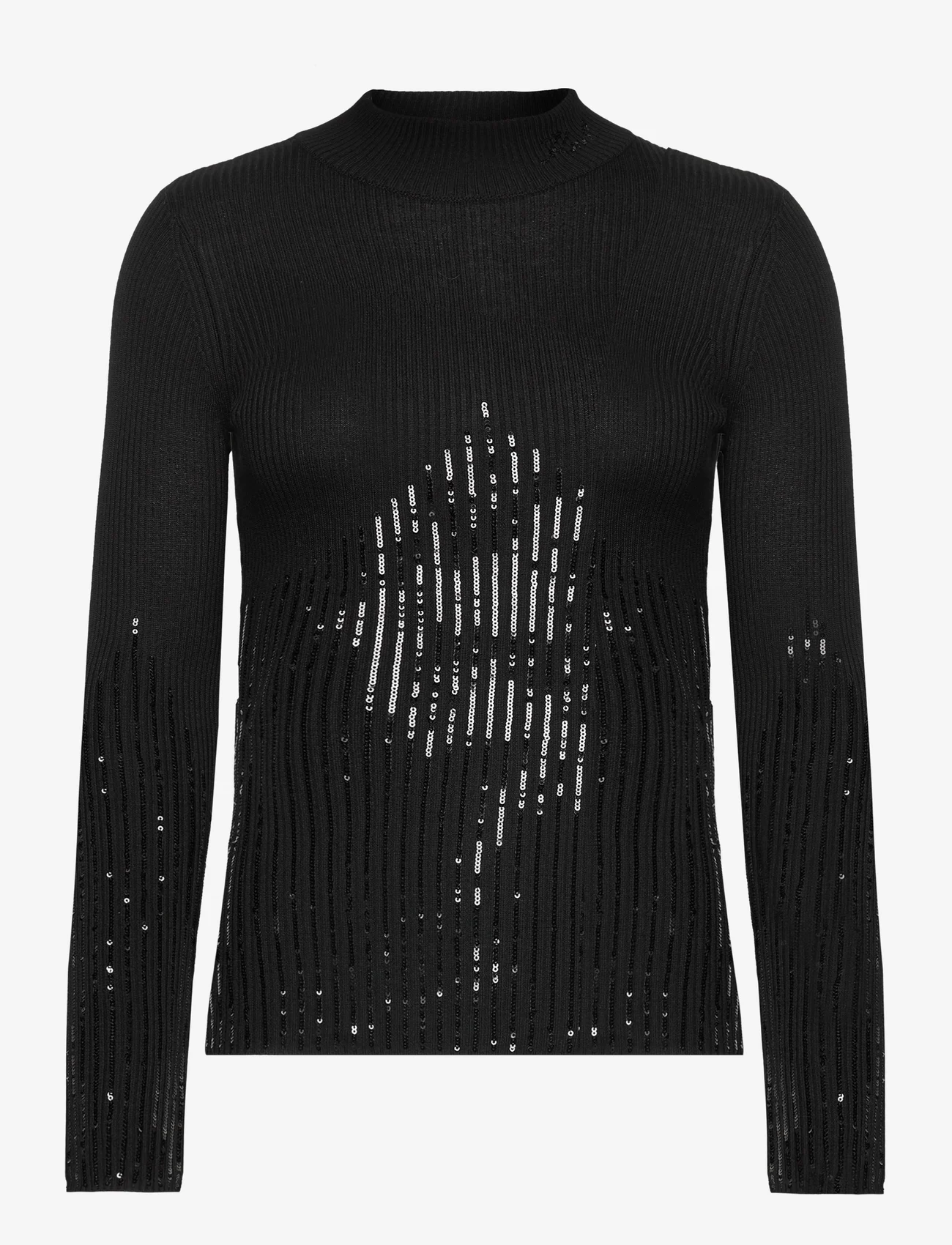 Karl Lagerfeld - lslv mockneck knit - tröjor - black - 0