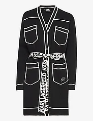 Karl Lagerfeld - branded belted cardigan - neuletakit - black/white - 0