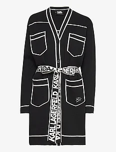 branded belted cardigan, Karl Lagerfeld