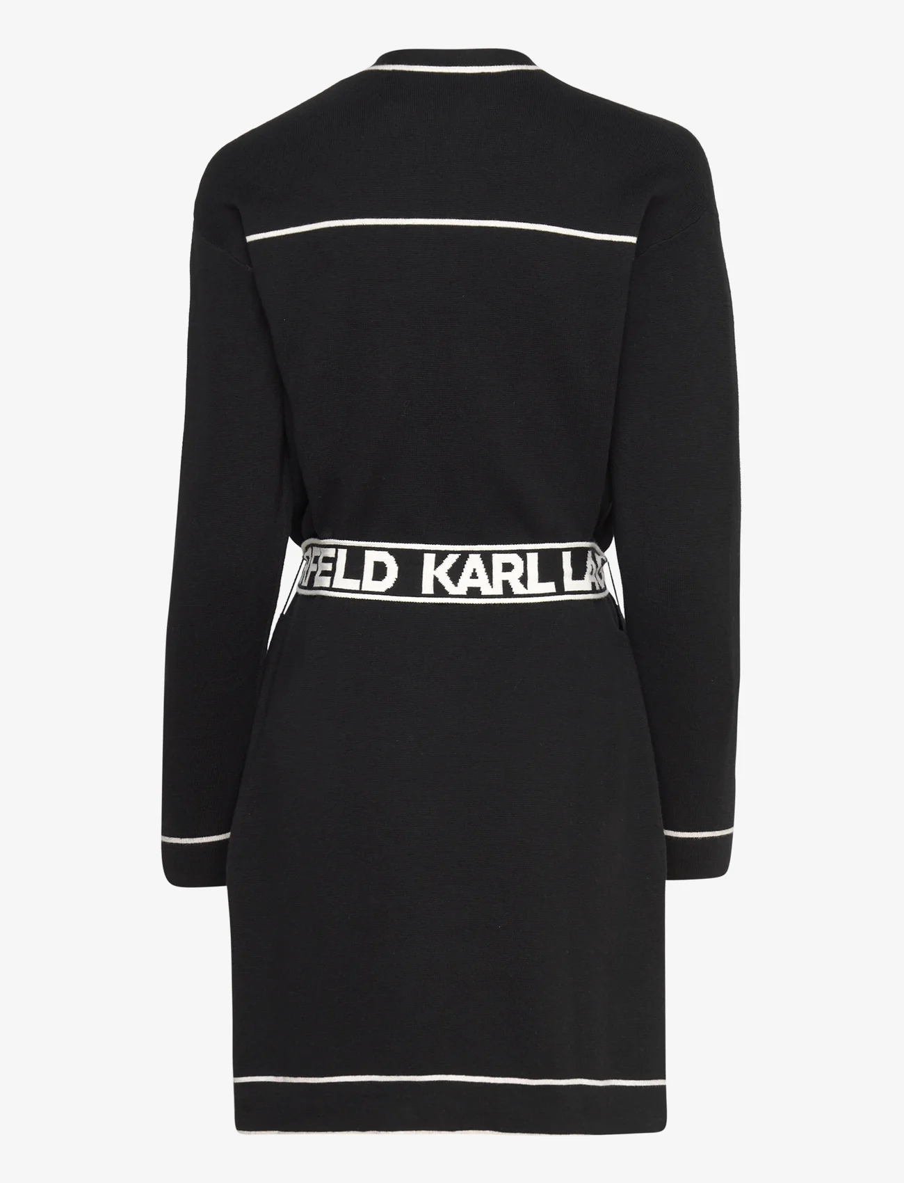 Karl Lagerfeld - branded belted cardigan - neuletakit - black/white - 1
