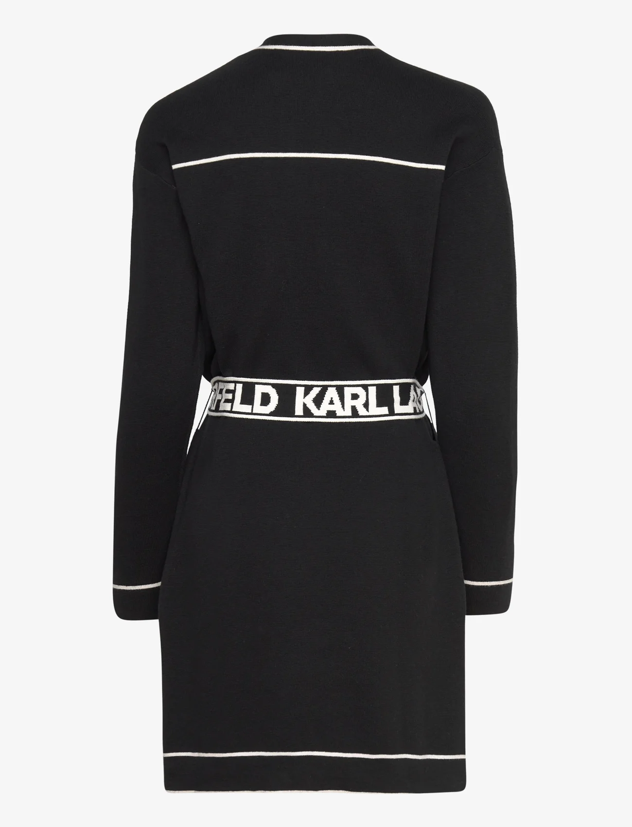 Karl Lagerfeld - branded belted cardigan - susegamieji megztiniai - black/white - 1