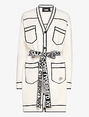 Karl Lagerfeld - branded belted cardigan - koftor - white/black - 0