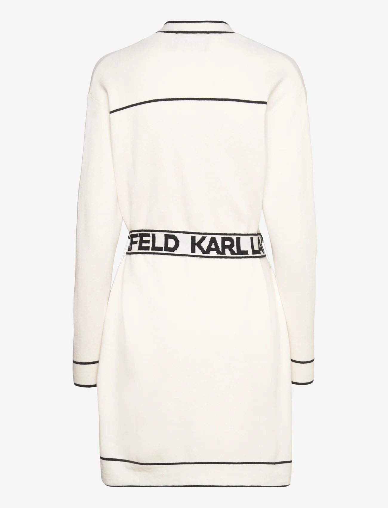Karl Lagerfeld - branded belted cardigan - neuletakit - white/black - 1