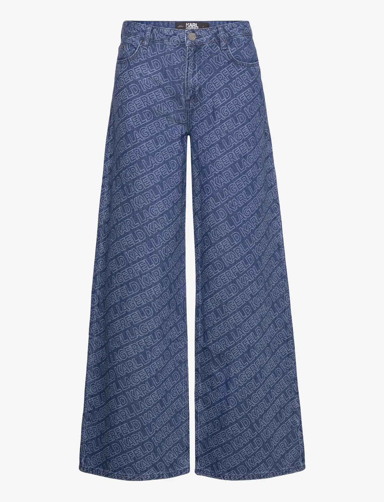 Karl Lagerfeld - kl punched denim pants - platūs džinsai - mid blue denim - 0