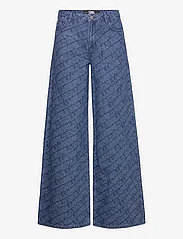 Karl Lagerfeld - kl punched denim pants - džinsa bikses ar platām starām - mid blue denim - 0