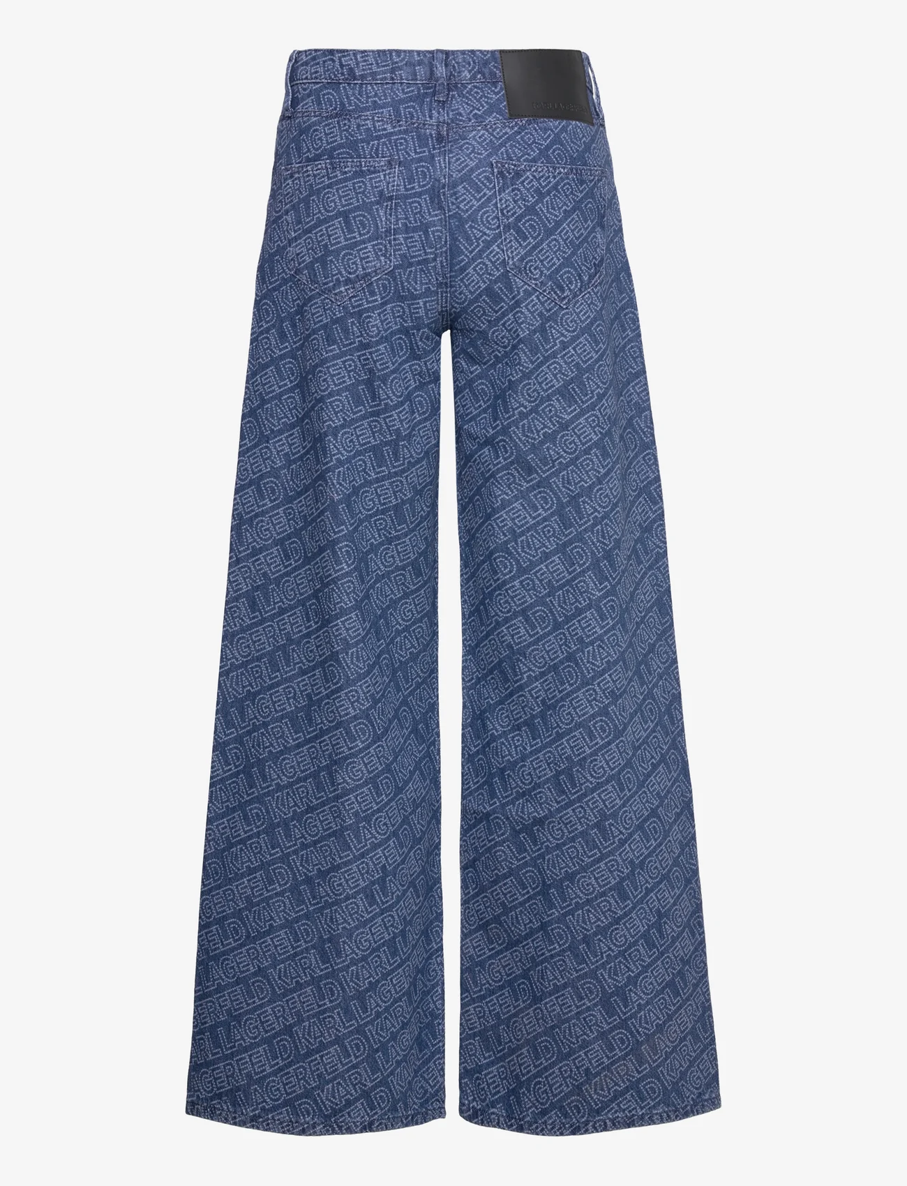 Karl Lagerfeld - kl punched denim pants - džinsa bikses ar platām starām - mid blue denim - 1