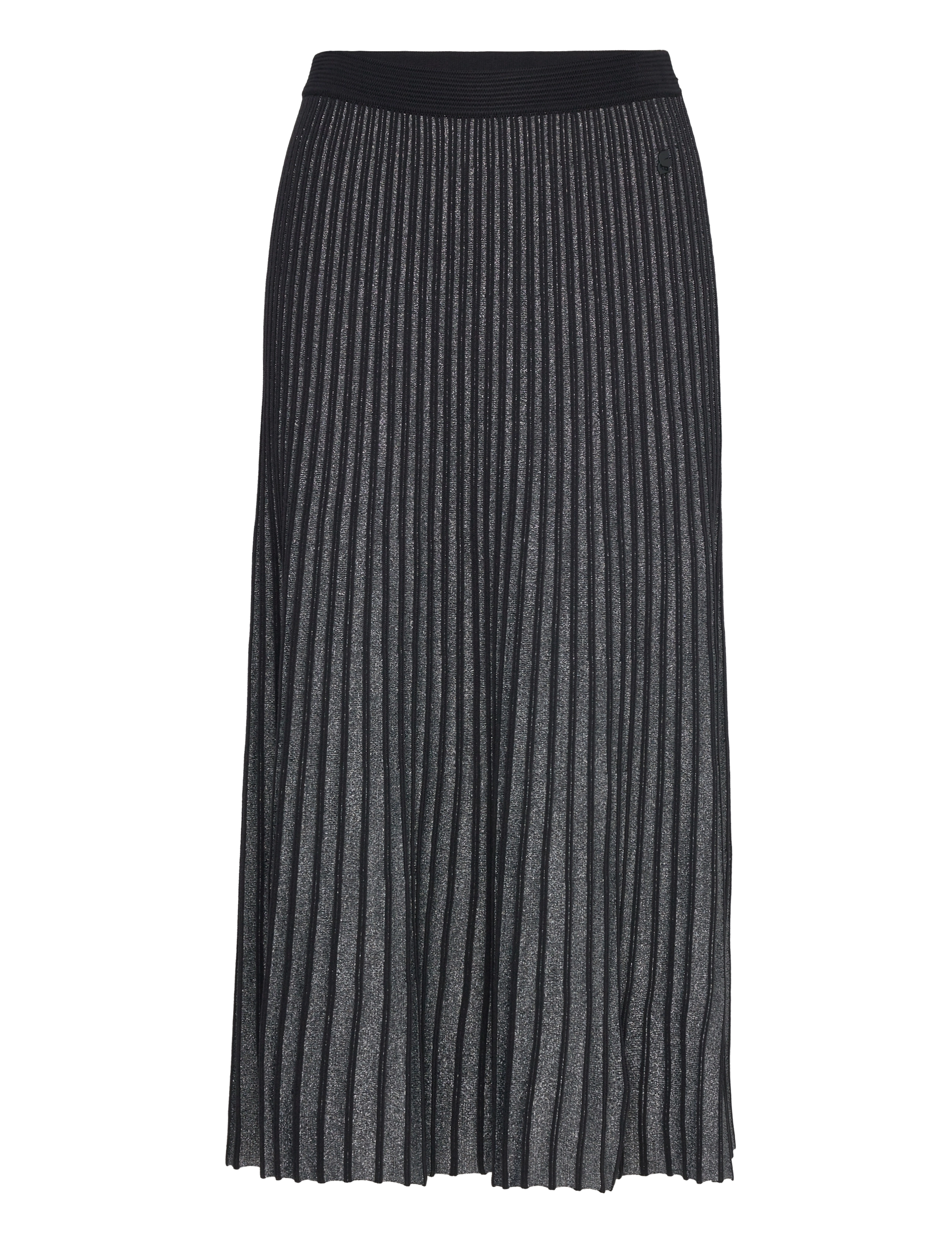 PLEATED LUREX KNIT SKIRT - BLACK/SILVER
