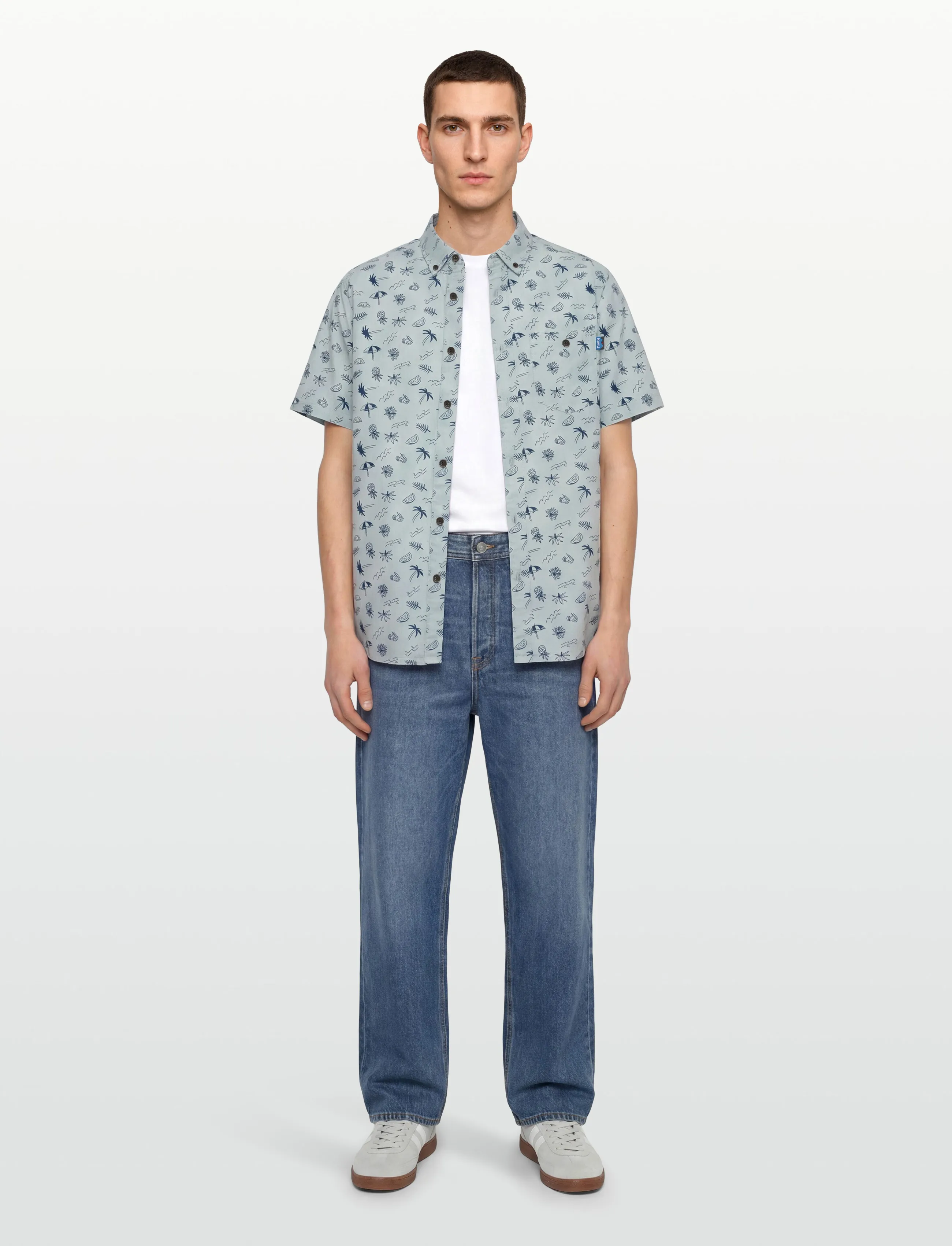 KAVU Juan, L, Shirts, Blau - Short-sleeved Männerswear
