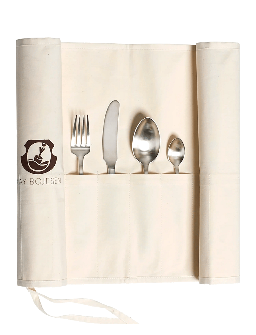 Kay Bojesen - Canvas cutlery pouch, 16 pieces, white, cotton, - white - 1