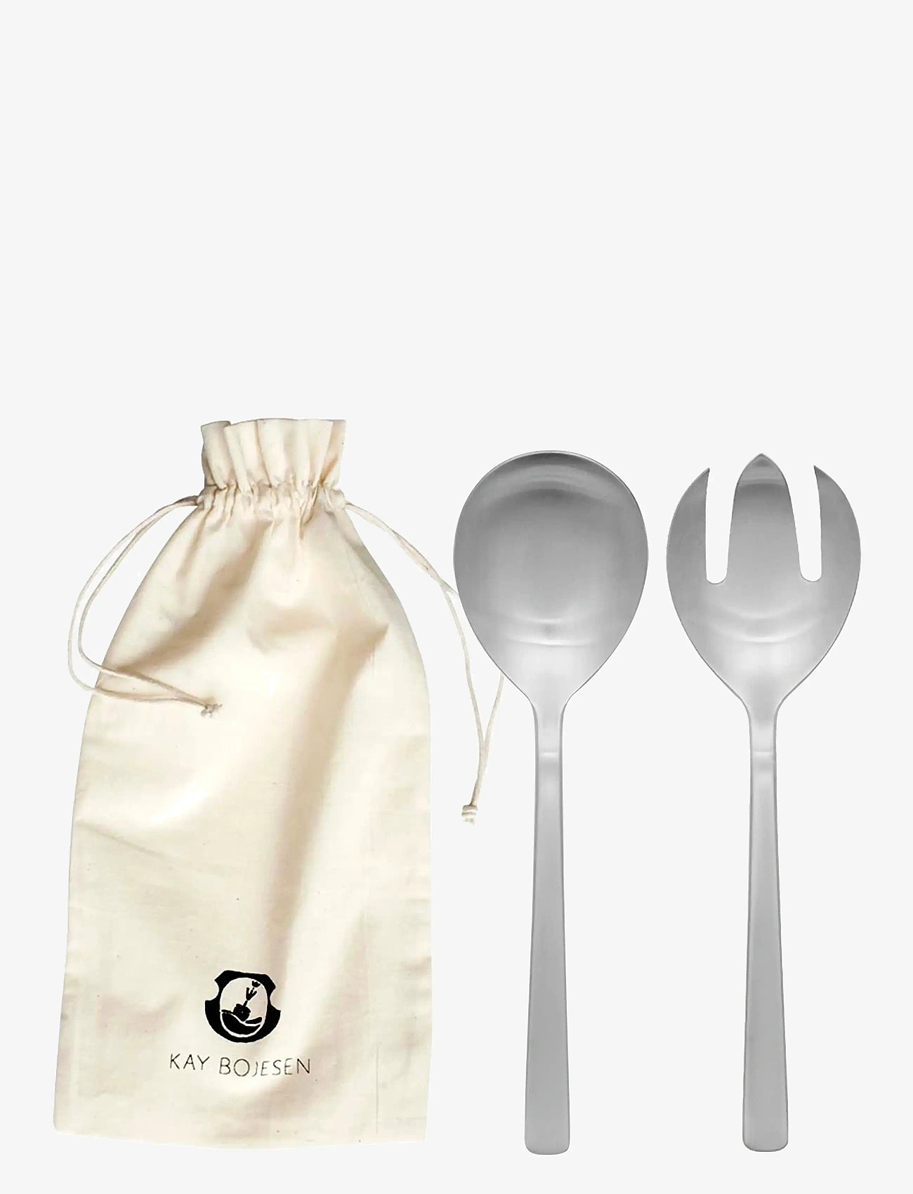 Kay Bojesen - Salad set, 2 pcs, Matte steel, Grand Prix - serveerimislusikad - steel - 0