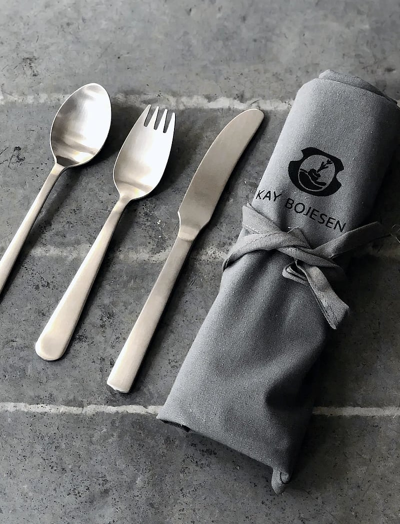 Kay Bojesen - Children’s set, large, 3 pcs, Matte steel, Grand Prix - deckchen - steel - 0