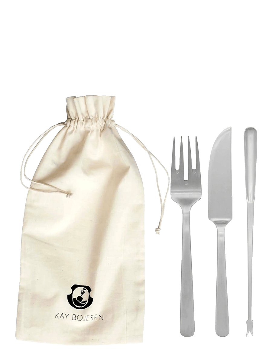 Kay Bojesen - Fish set, 6 pcs, Matte steel, Grand Prix - mereandide söögiriistade komplektid - steel - 0