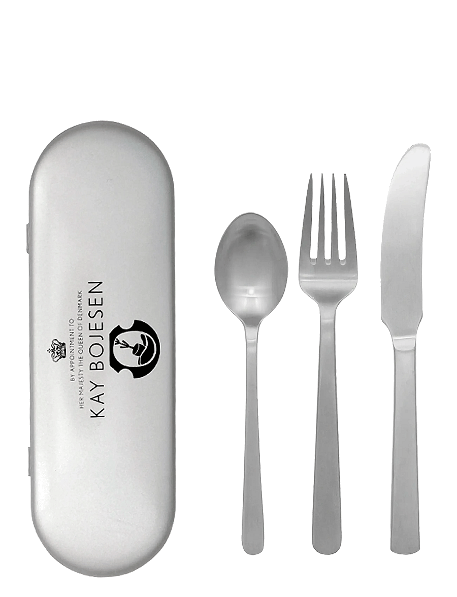 Kay Bojesen - Travel set, 3 pcs, Matte steel, Grand Prix - bestecksets - steel - 1