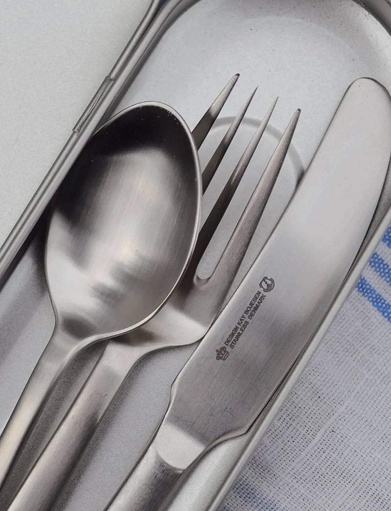 Kay Bojesen - Travel set, 3 pcs, Matte steel, Grand Prix - galda piederumu komplekti - steel - 2