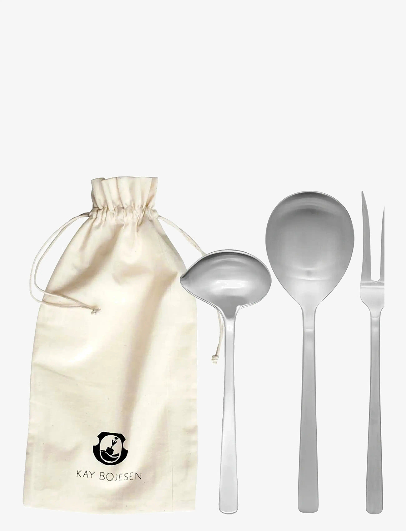 Kay Bojesen - Serving set, 3 pcs, Matte steel, Grand Prix - serveerimislusikad - steel - 0