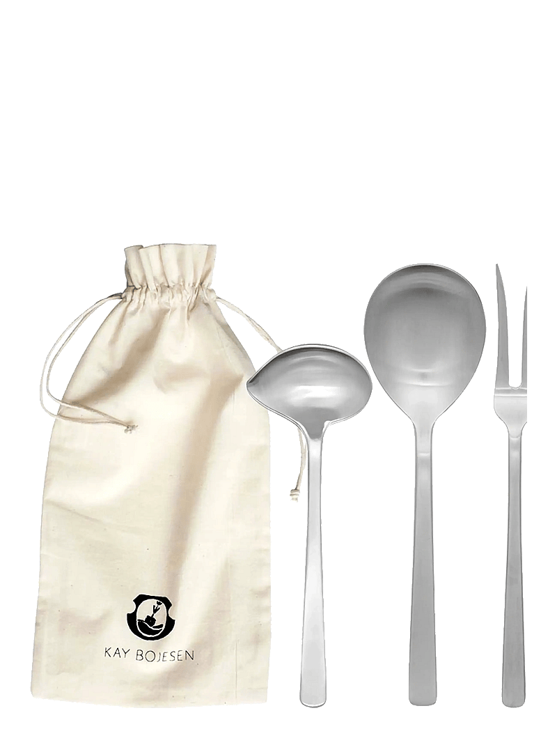 Kay Bojesen - Serving set, 3 pcs, Matte steel, Grand Prix - serveerimislusikad - steel - 0