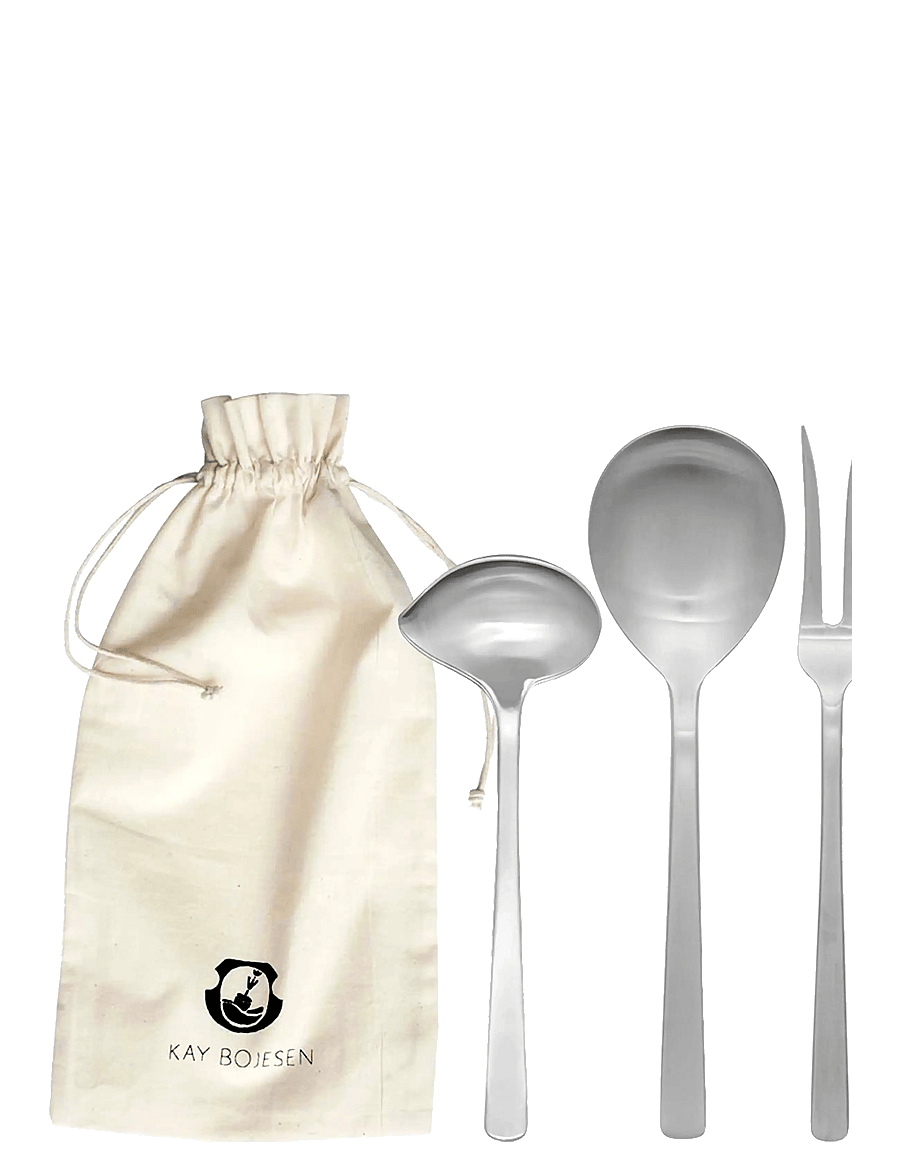Kay Bojesen - Serving set, 3 pcs, Matte steel, Grand Prix - serveerimislusikad - steel - 0