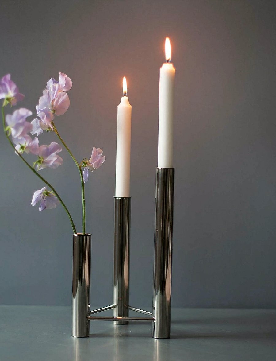 Kay Bojesen - Vase and candlestick, VISTA - nach preis einkaufen - matte steel - 0