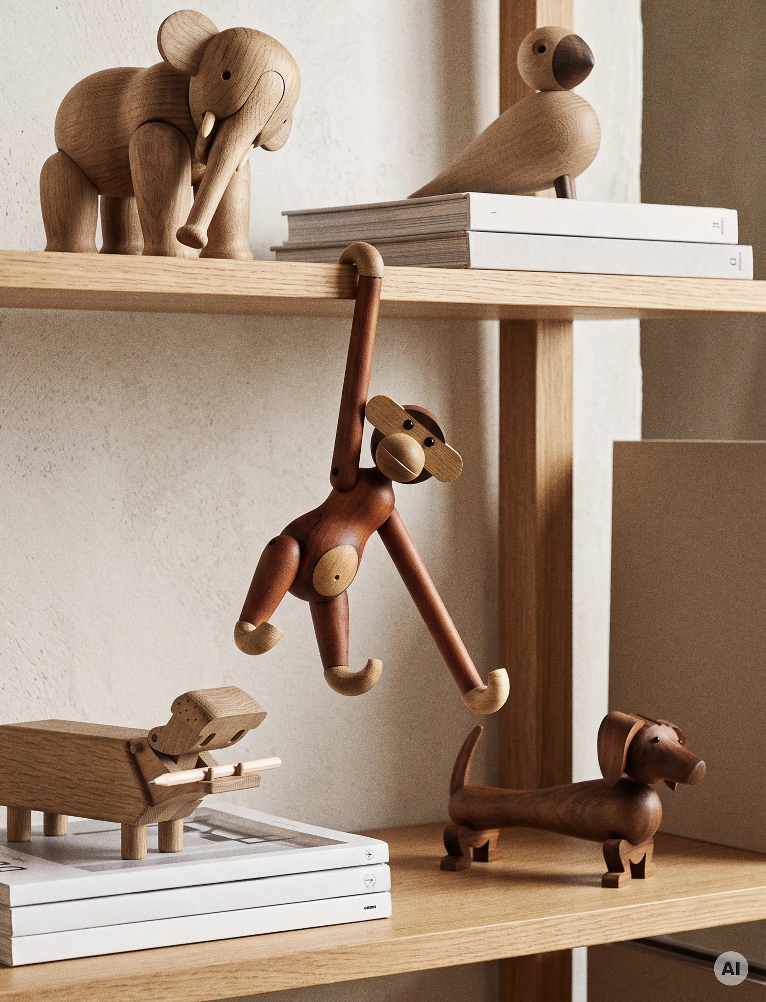 Kay Bojesen - Hund - trefigurer - walnut - 0