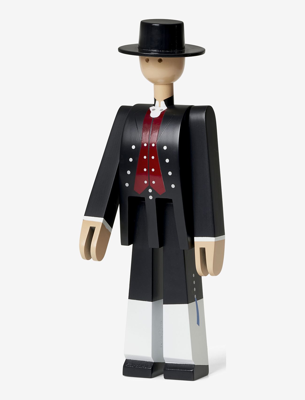 Kay Bojesen - Norsk Bunad Mand sort/rød/hvid - træfigurer - black/red/white - 1