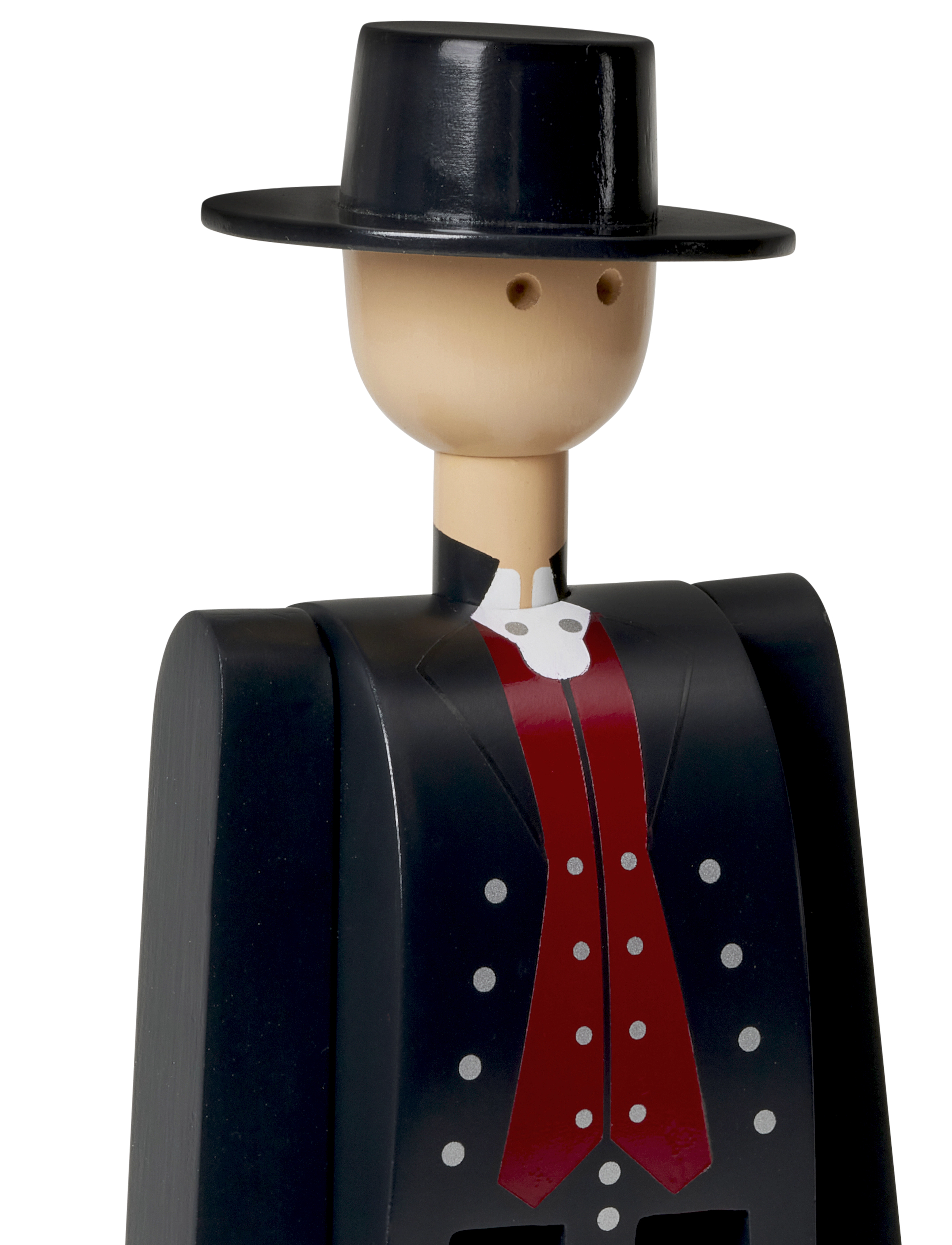 Kay Bojesen Norsk Bunad Mand Sort/Rød/Hvid, H20.5 cm, Decorative Accessories-details, Schwarz - Wooden Figures, Homeware