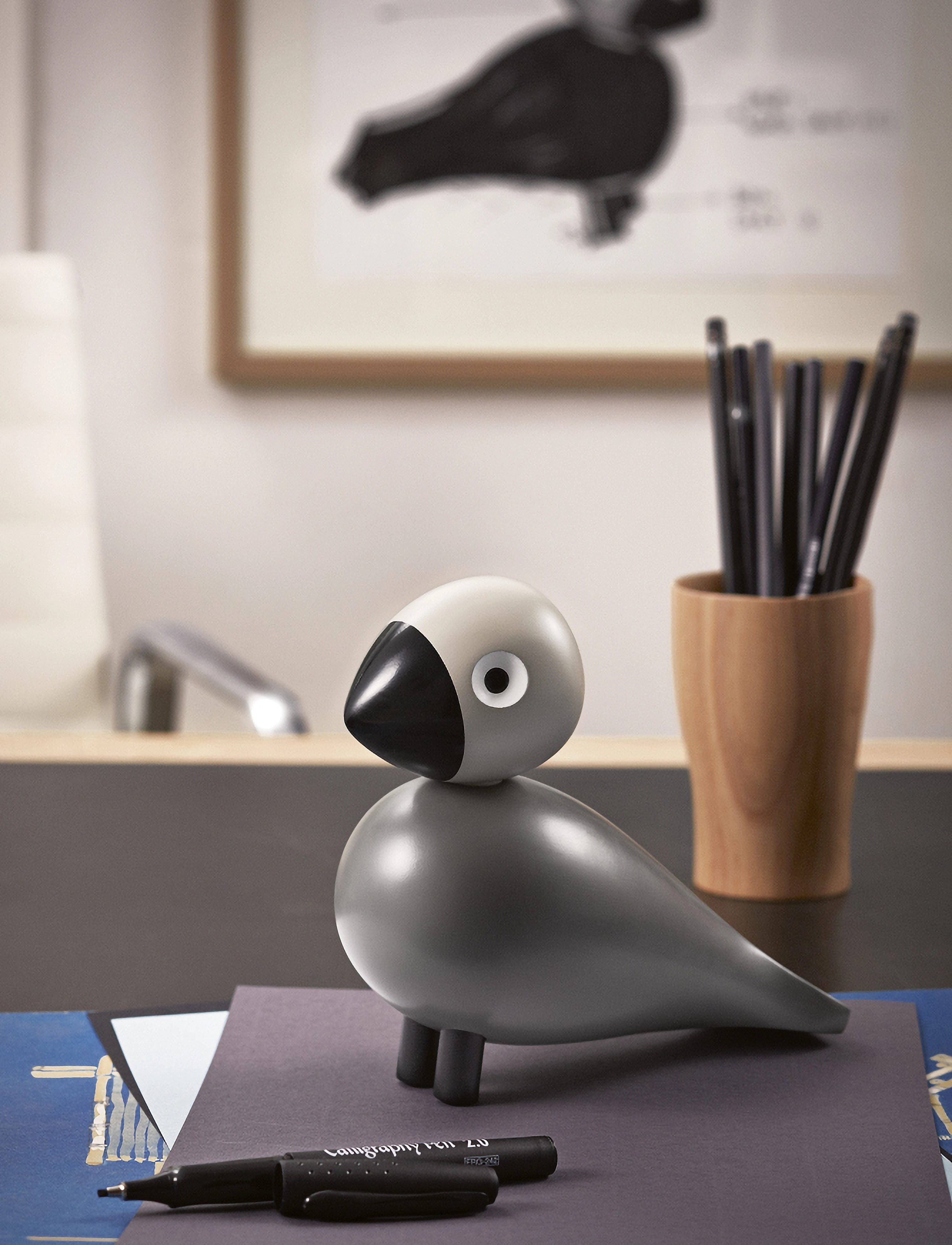 Kay Bojesen Sangfugl Ernst, H15 cm, Decorative Accessories-details, Grau - Wooden Figures, Homeware