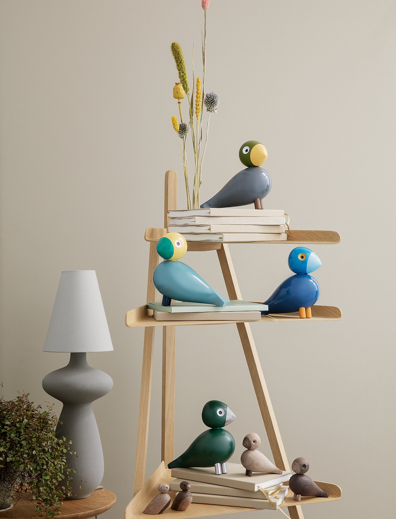 Kay Bojesen Sangfugl Nightingale Aqua, H15 cm, Decorative Accessories-details, Mehrfarbig/gemustert - Wooden Figures, Homeware