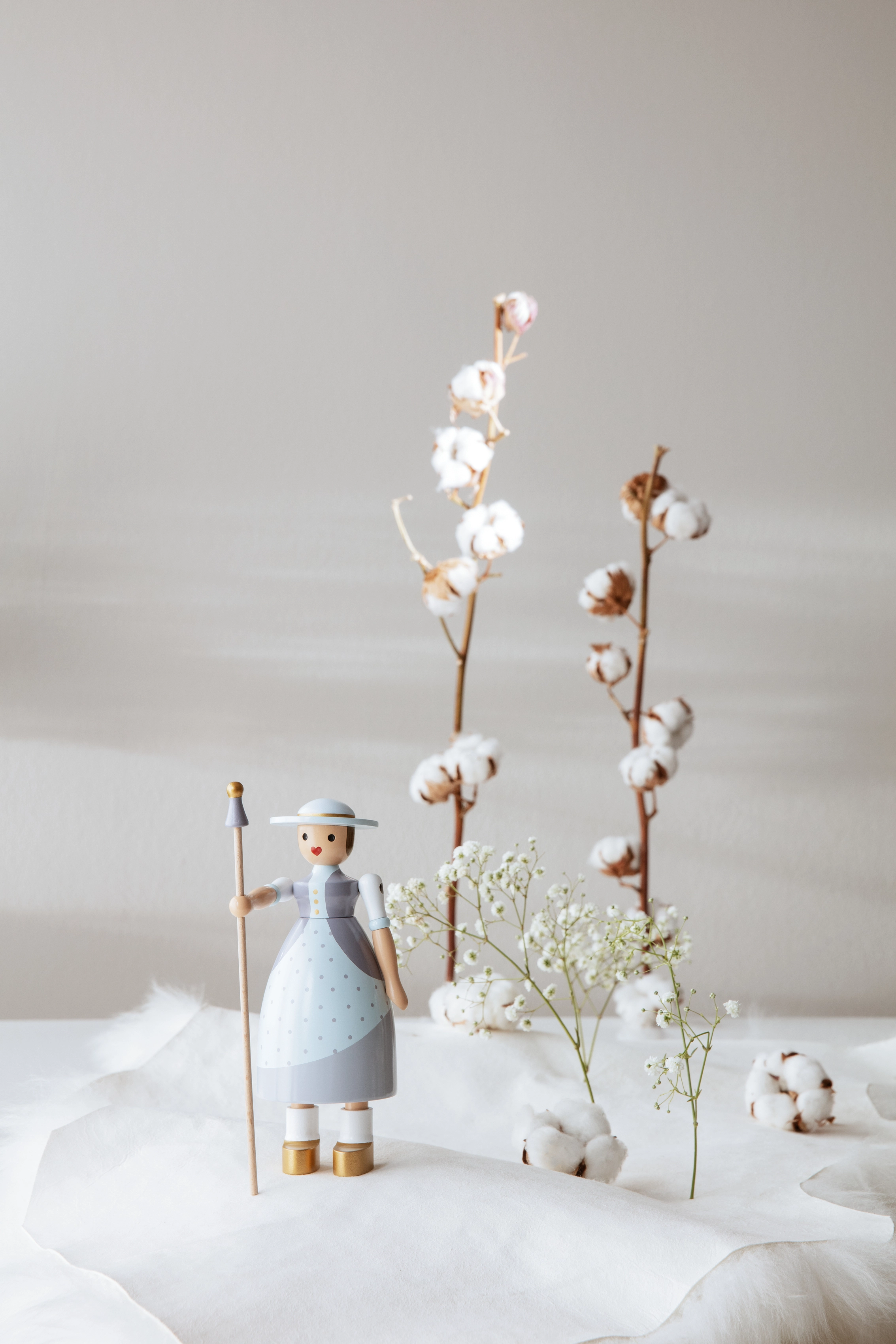 Kay Bojesen - Shepherdess - medinės statulėlės - light blue - 3