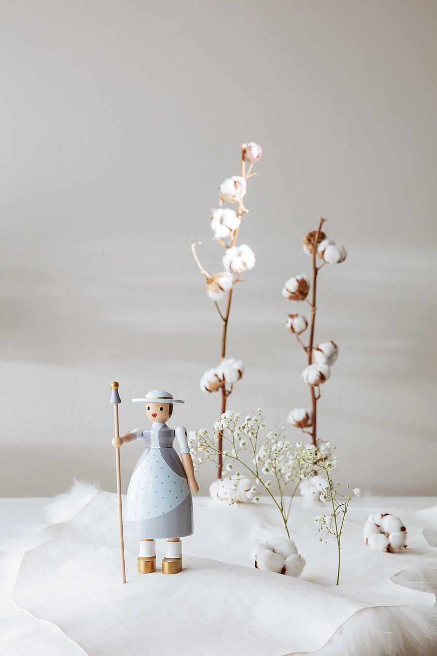 Kay Bojesen - Shepherdess - medinės statulėlės - light blue - 3