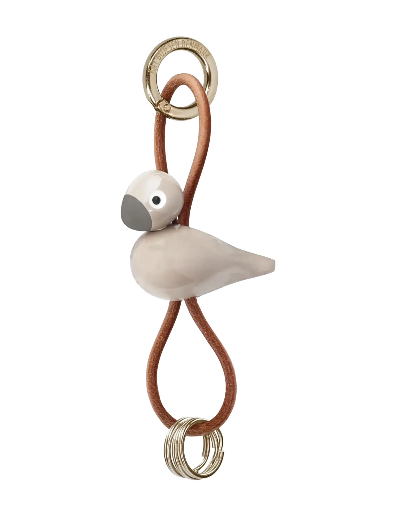 Kay Bojesen Fugl nøglering guldtonet metal med naturlæder sand - Tasker - SAND / beige