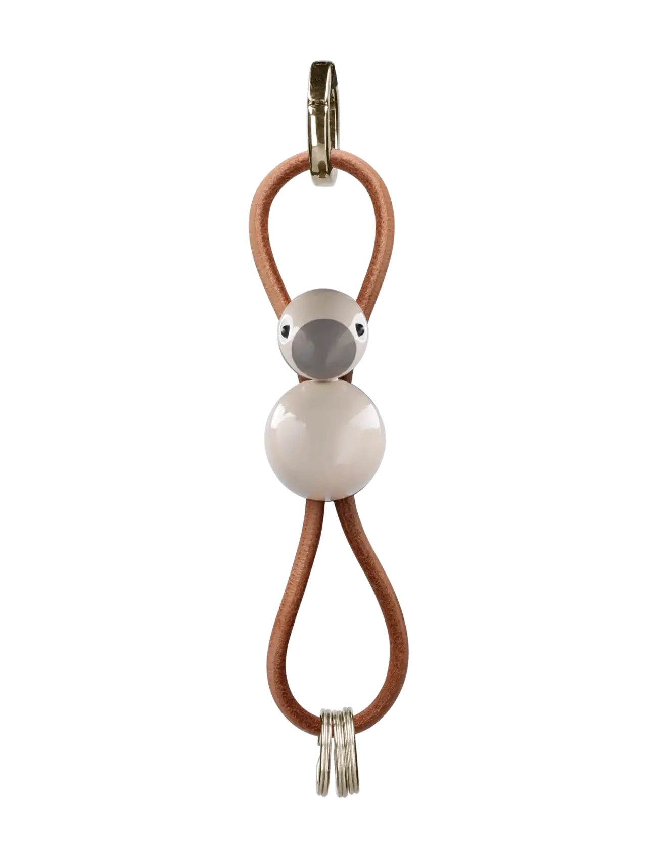 Kay Bojesen - Fugl nøglering guldtonet metal med naturlæder sand - nøgleringe & bag charms - sand - 2
