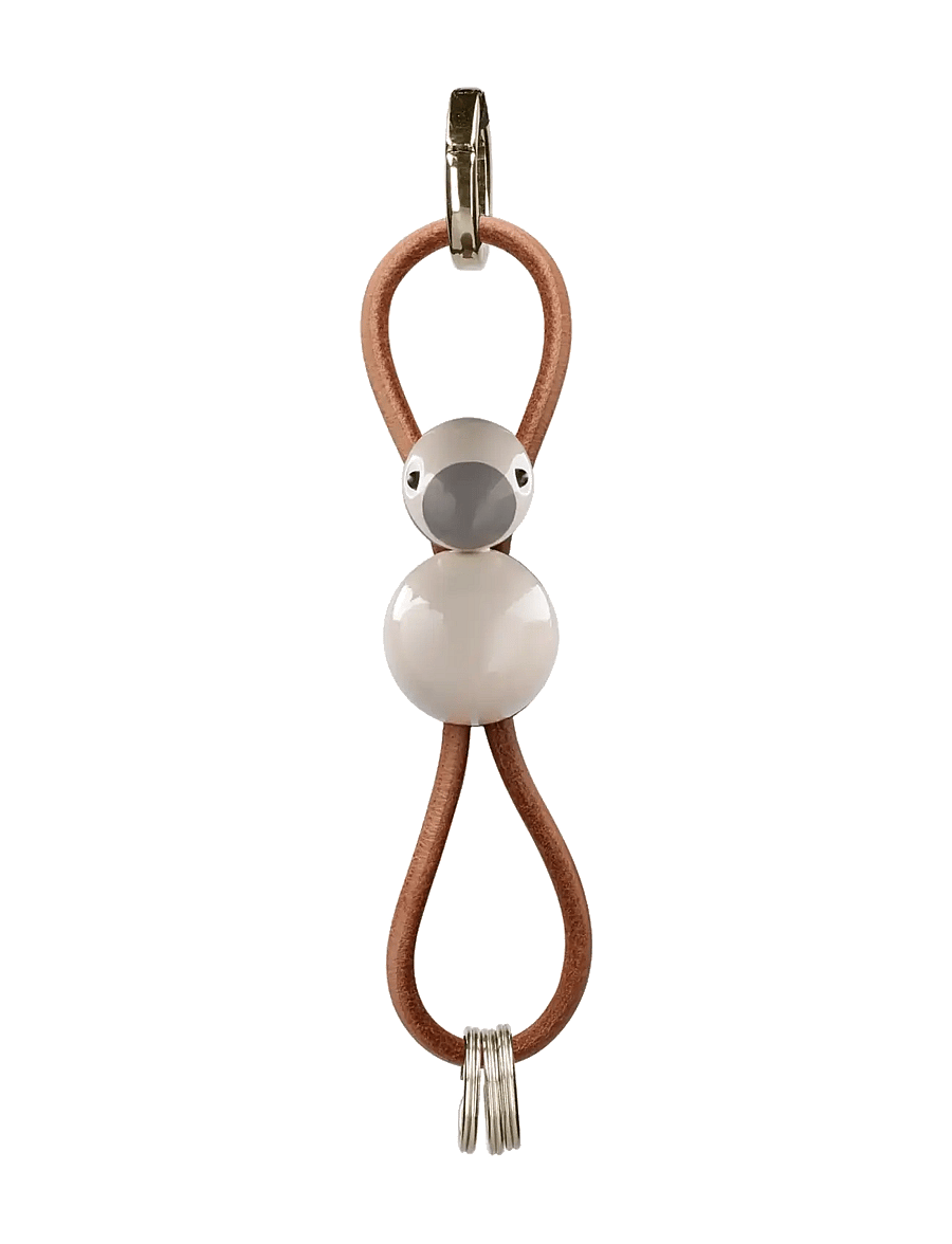 Kay Bojesen - Fugl nøglering guldtonet metal med naturlæder sand - nøgleringe & bag charms - sand - 2