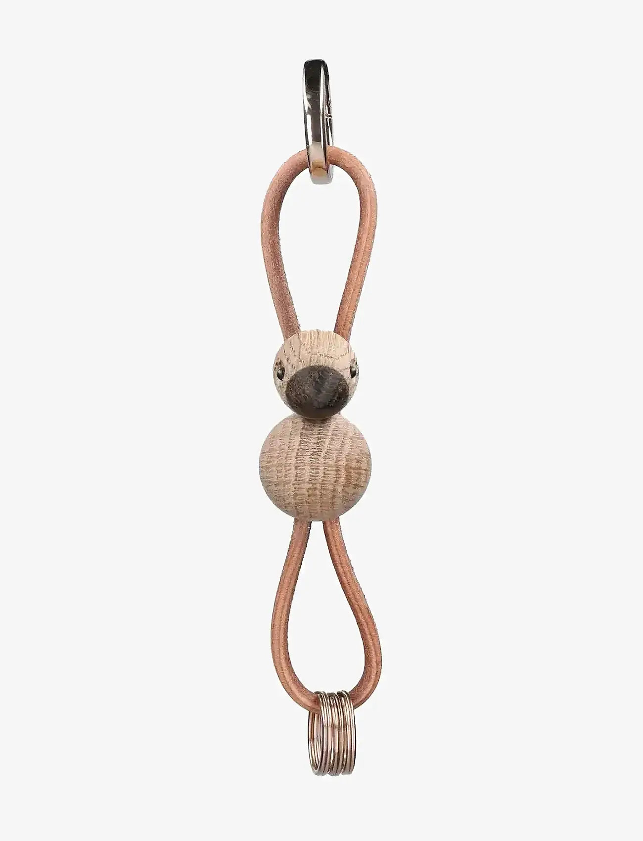 Kay Bojesen - Bird Gold Keychain with Natural Leather oak - key chains - oak - 2