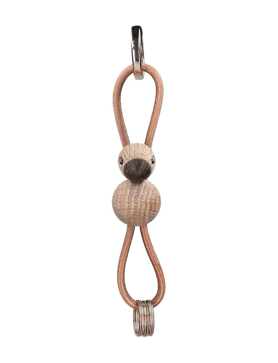 Kay Bojesen - Bird Gold Keychain with Natural Leather oak - schlüsselanhänger - oak - 2