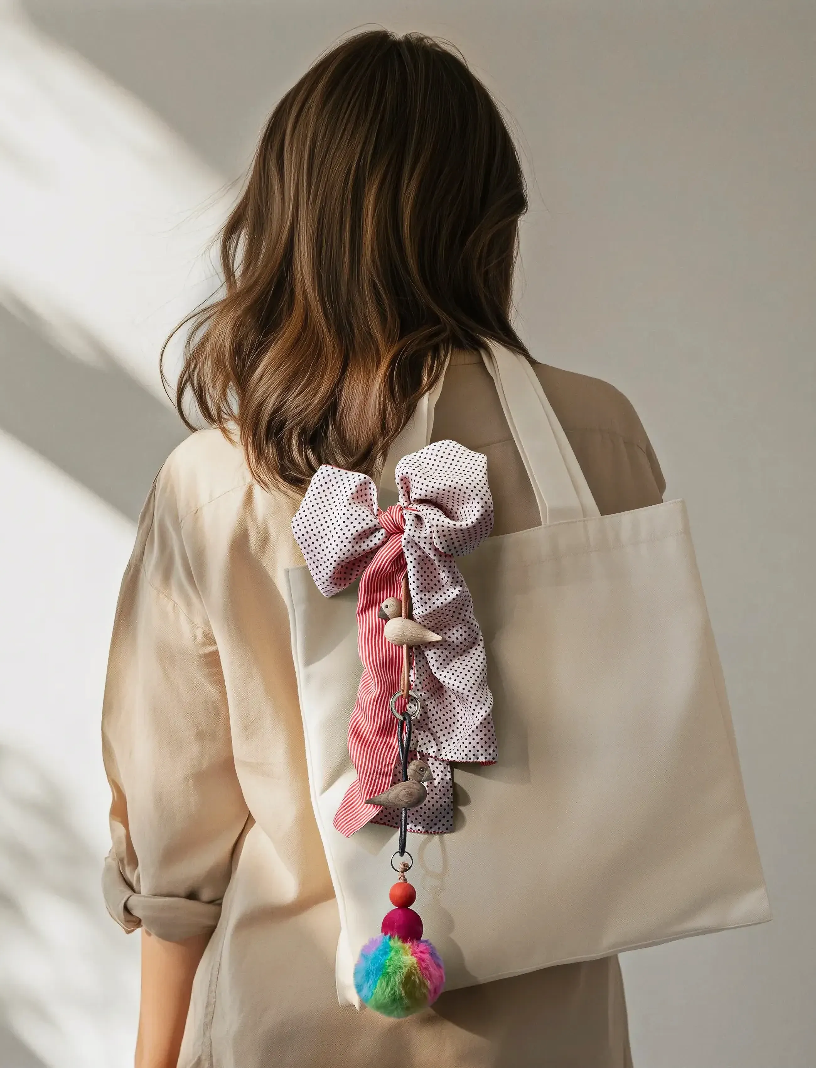 Kay Bojesen - Bird Gold Keychain with Natural Leather oak - schlüsselanhänger - oak - 5