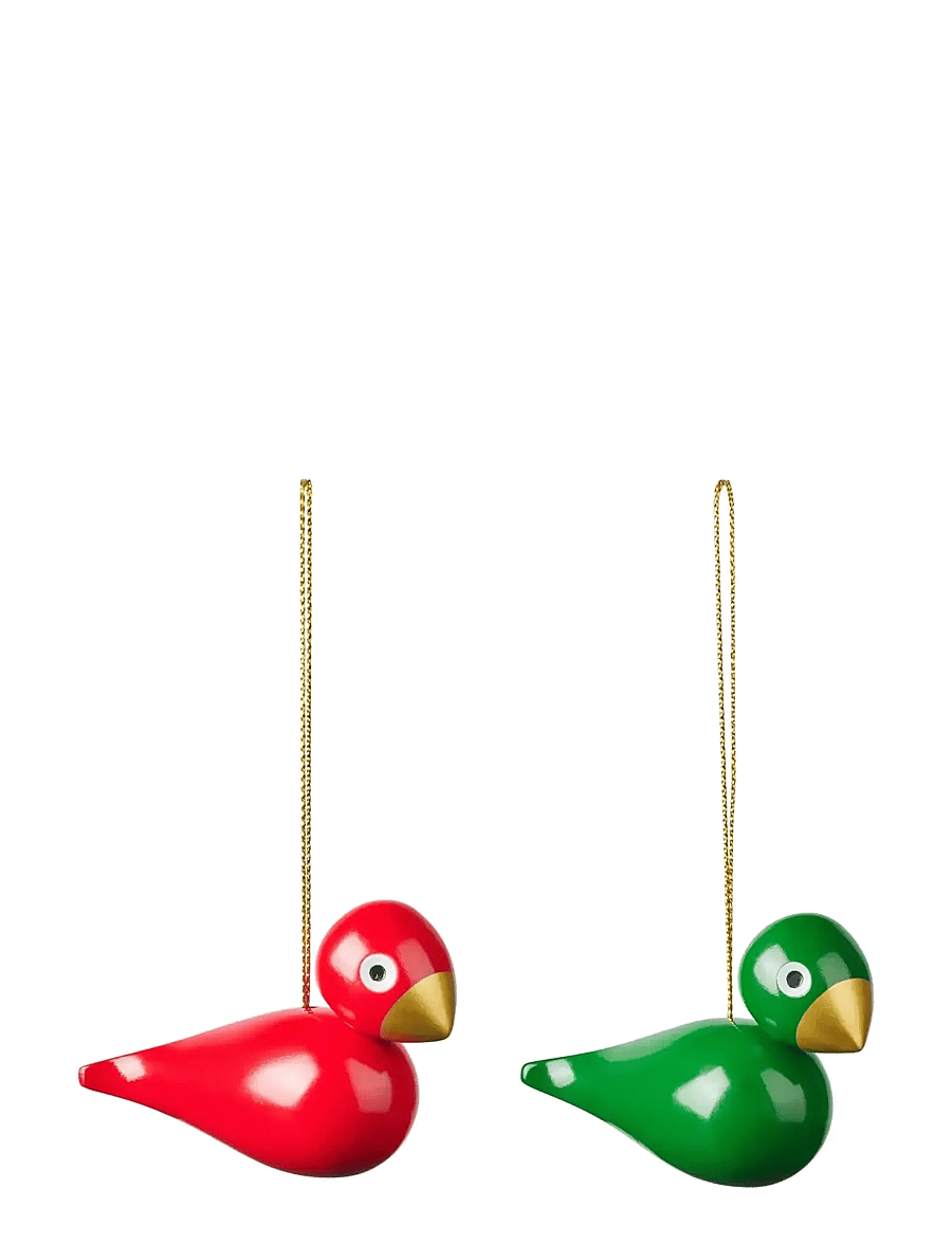 Kay Bojesen - Christmas birds H5 red/green 2 pcs. - red/green - 1